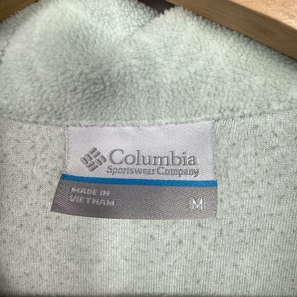 Columbia Womens Fleece Jacket Sz Medium 1/4 Zip Abstract Print Light Green - Picture 5 of 6